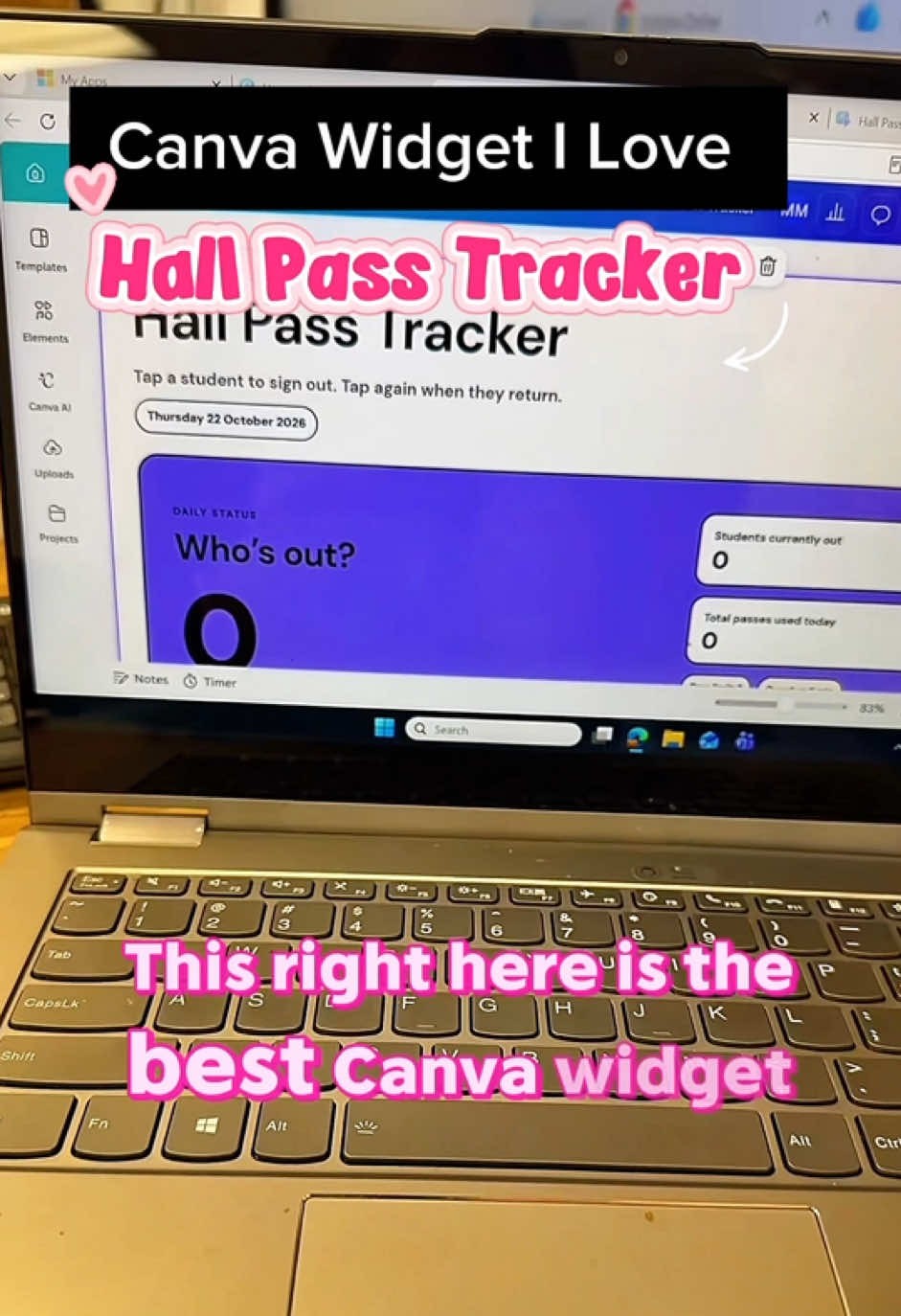 Hall Pass Tracker — Canva widget demo cover